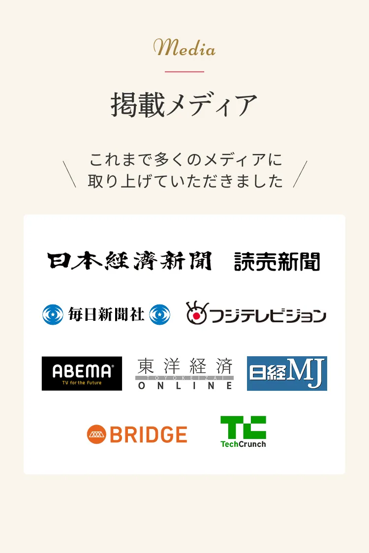 掲載メディア これまで多くのメディアに取り上げていただきました